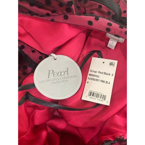 Pearl Georgina Chapman Marchesa Polka Dot Tiered Tulle Prom Dress Gothic 4 - Picture 9 of 9